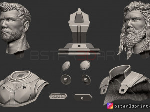 thor bust avenger 4 bust - 2 heads - infinity war - endgame 3d print model Modello di stampa 3D