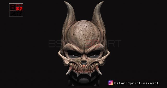 oni skull mask - hannya mask-devil mask for cosplay 3d print model 3D Print Model .c4d .max .obj .3ds .fbx .stl .blend 
