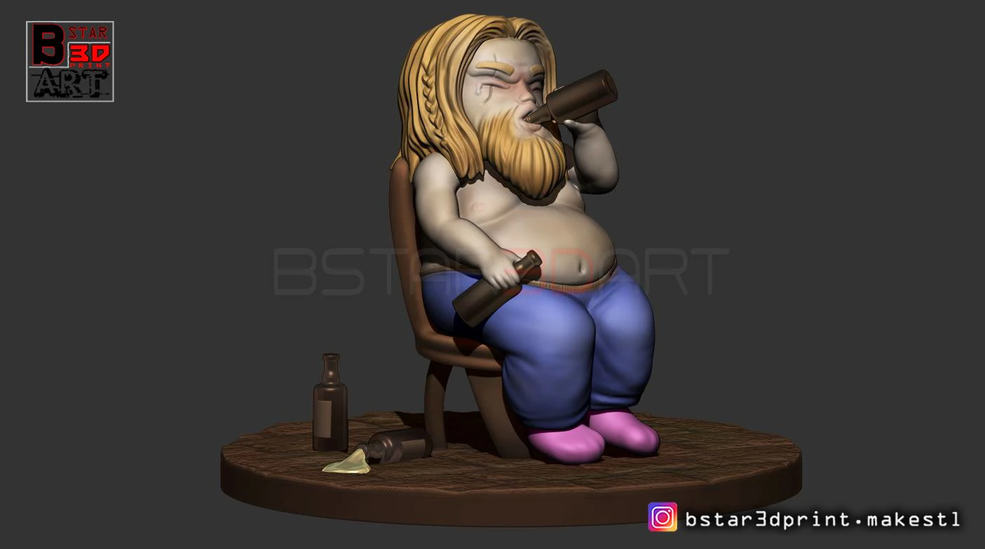 thor fat chibi version - avenger 4 - endgame - from marvel 3d print 3D Print Model .c4d .max .obj .3ds .fbx .stl .blend 