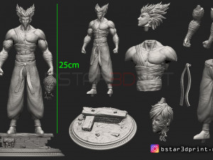 garou - one punch man - fan art - realistic version 3D 打印模型