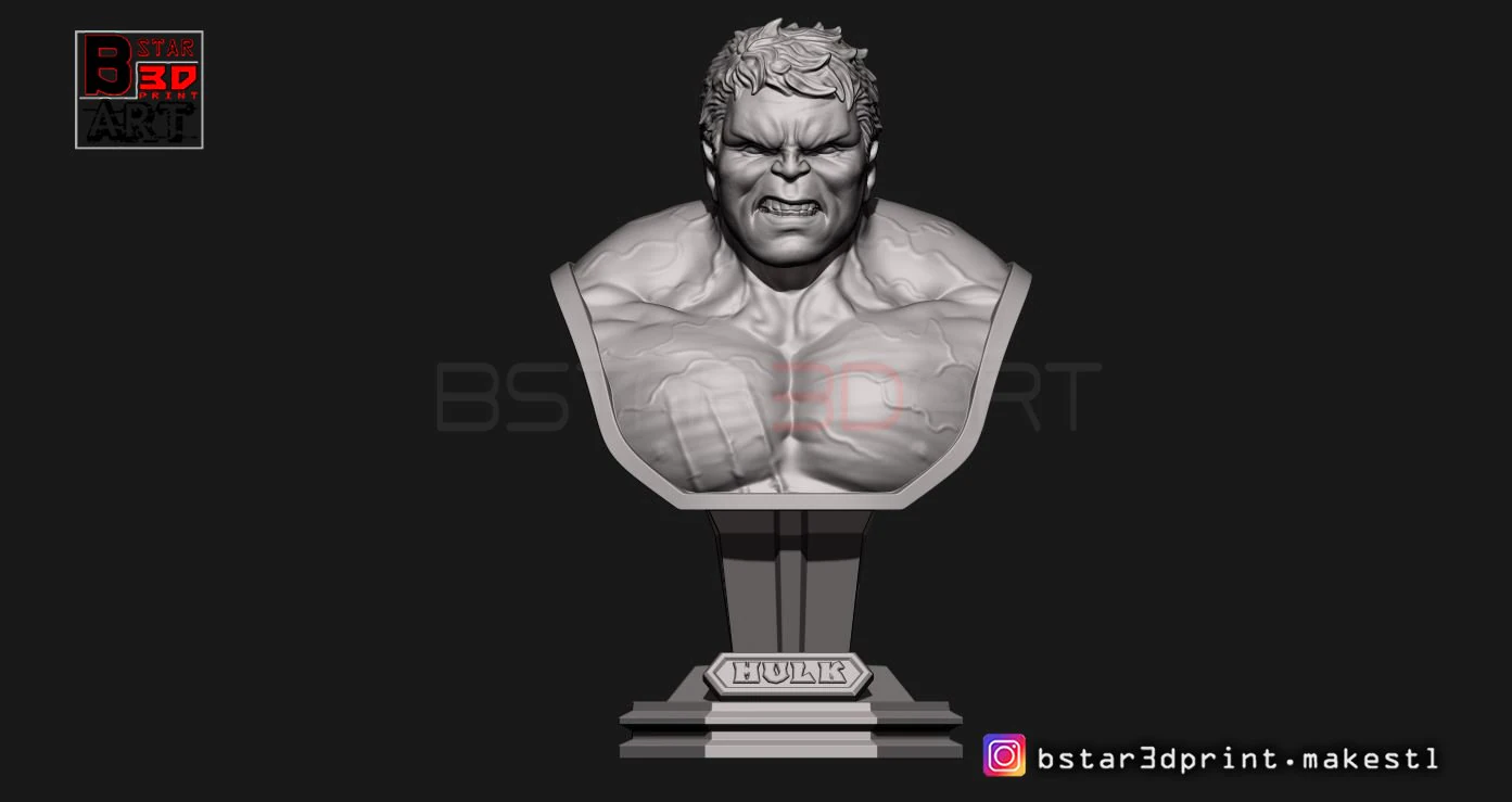 hulk bust - avenger 4 - from marvel 3D Print Model .c4d .max .obj .3ds .fbx .stl .blend