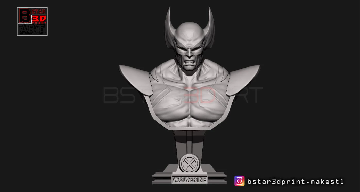 wolverine bust - x men - from marvel 3D Print Model .c4d .max .obj .3ds .fbx .stl .blend