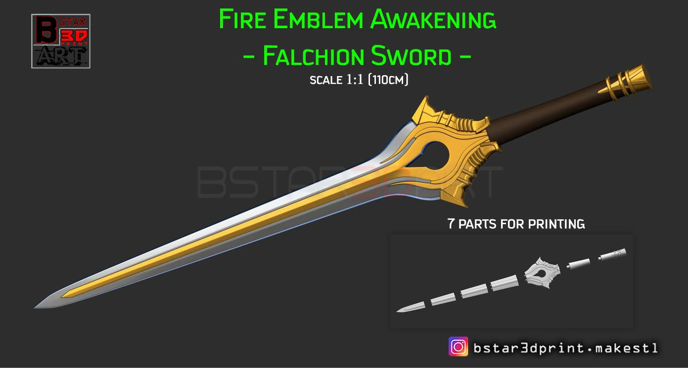 fire emblem awakening falchion sword - for cosplay 3D Print Model .c4d .max .obj .3ds .fbx .stl .blend 