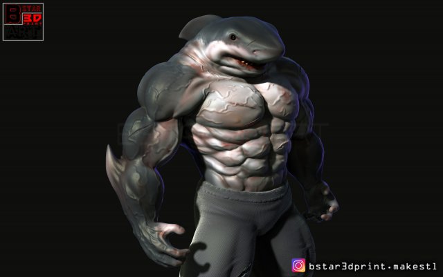 the shark man 3d print 3D Print Model .c4d .max .obj .3ds .fbx .stl .blend 