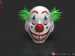 joker mask 2019 with hair - clown mask 2019 - halloween mask from joker movie 2019 3D Print Model