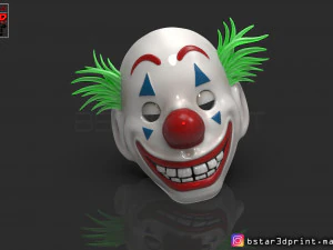 joker mask 2019 with hair - clown mask 2019 - halloween mask from joker movie 2019 3D Print Model