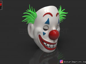 joker mask 2019 with hair - clown mask 2019 - halloween mask from joker movie 2019 3D Print Model