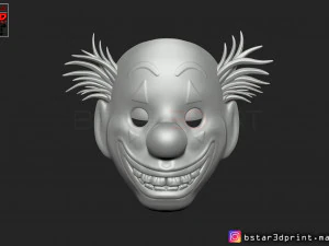 joker mask 2019 with hair - clown mask 2019 - halloween mask from joker movie 2019 3D Print Model