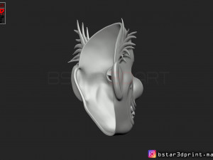 joker mask 2019 with hair - clown mask 2019 - halloween mask from joker movie 2019 3D Baskı Modeli