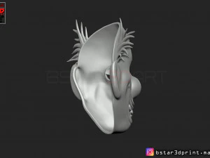 joker mask 2019 with hair - clown mask 2019 - halloween mask from joker movie 2019 3D Print Model