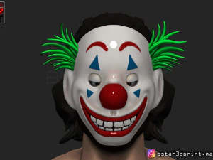 joker mask 2019 with hair - clown mask 2019 - halloween mask from joker movie 2019 3D Print Model