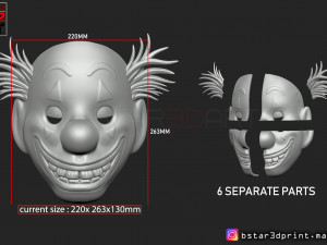 joker mask 2019 with hair - clown mask 2019 - halloween mask from joker movie 2019 3D Baskı Modeli