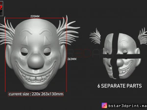 joker mask 2019 with hair - clown mask 2019 - halloween mask from joker movie 2019 3D Print Model