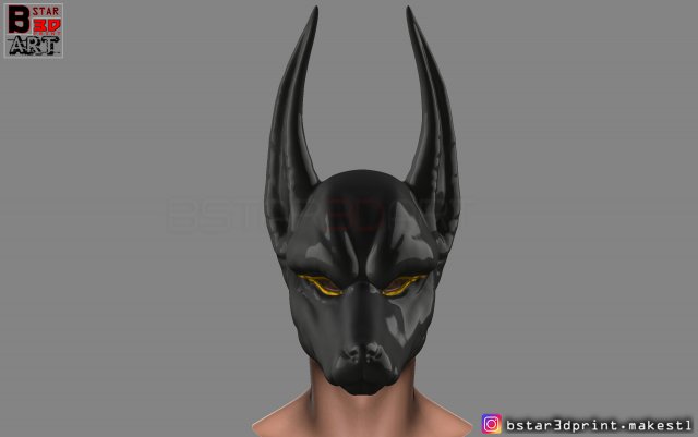 anubis - anpu - ancient egyptian god mask 3d print model Modelo de Impressão 3D .c4d .max .obj .3ds .fbx .stl .blend 