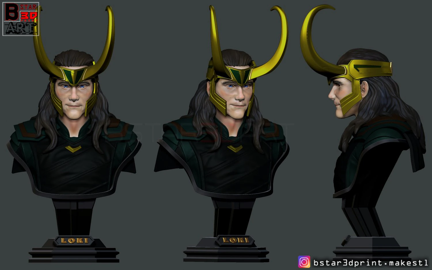 loki bust 2 heads - marvel - avenger - infinity war 3d print model 3D Print Model .c4d .max .obj .3ds .fbx .stl .blend