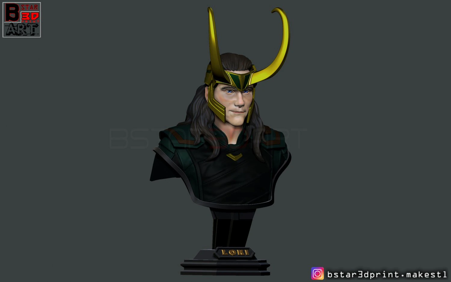 loki bust with helmet - tom hiddleston - - marvel - avenger 3d print model 3D Print Model .c4d .max .obj .3ds .fbx .stl .blend 