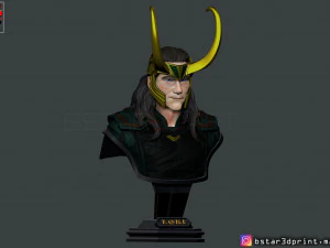 Бюст Локи со шлемом - Том Хиддлстон - Марвел - Мститель 3D модель для печати 3D Принт Модель