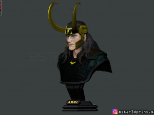 loki bust with helmet - tom hiddleston - - marvel - avenger 3d print model Modèles 3D en vedette
