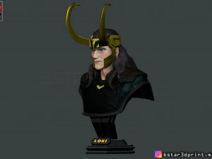 loki bust with helmet - tom hiddleston - - marvel - avenger 3d print model 3D Print Model
