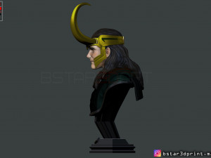 loki bust with helmet - tom hiddleston - - marvel - avenger 3d print model Modèles 3D en vedette