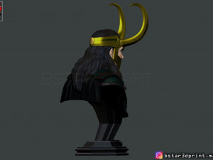 loki bust with helmet - tom hiddleston - - marvel - avenger 3d print model Modèles 3D en vedette