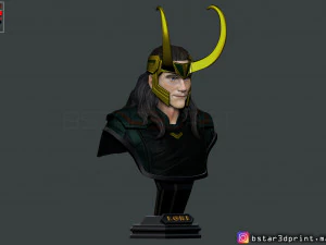 loki bust with helmet - tom hiddleston - - marvel - avenger 3d print model 3D Print Model