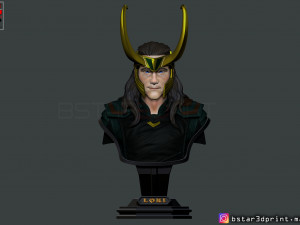 loki bust with helmet - tom hiddleston - - marvel - avenger 3d print model Modèles 3D en vedette