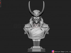 loki bust with helmet - tom hiddleston - - marvel - avenger 3d print model Modèles 3D en vedette