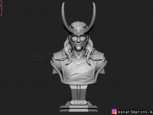 loki bust with helmet - tom hiddleston - - marvel - avenger 3d print model 3D Print Model