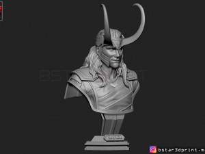 loki bust with helmet - tom hiddleston - - marvel - avenger 3d print model Modèles 3D en vedette