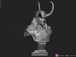 loki bust with helmet - tom hiddleston - - marvel - avenger 3d print model 3D Print Model