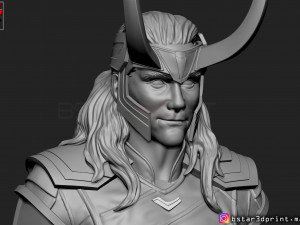 loki bust with helmet - tom hiddleston - - marvel - avenger 3d print model Modèles 3D en vedette