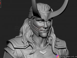 loki bust with helmet - tom hiddleston - - marvel - avenger 3d print model 3D Print Model