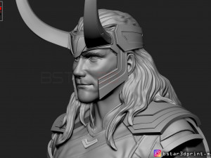loki bust with helmet - tom hiddleston - - marvel - avenger 3d print model Modèles 3D en vedette