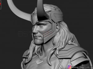 loki bust with helmet - tom hiddleston - - marvel - avenger 3d print model 3D Print Model