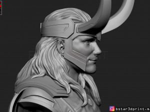 loki bust with helmet - tom hiddleston - - marvel - avenger 3d print model Modèles 3D en vedette
