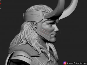 loki bust with helmet - tom hiddleston - - marvel - avenger 3d print model 3D Print Model