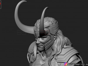 loki bust with helmet - tom hiddleston - - marvel - avenger 3d print model Modèles 3D en vedette