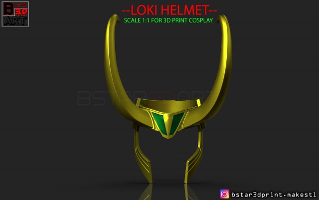 loki helmet - avenger marvel 3d print model Modèles 3D en vedette .c4d .max .obj .3ds .fbx .stl .blend 