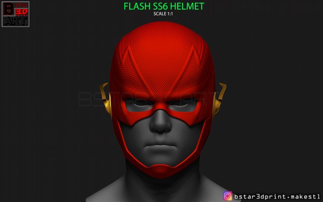 flash helmet season 6 3d print model Model Cetak 3D .c4d .max .obj .3ds .fbx .stl .blend 
