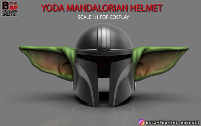 yoda mandalorian helmet - star wars mandalorian Modello di stampa 3D .c4d .max .obj .3ds .fbx .stl .blend 