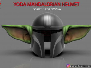 yoda mandalorian helmet - star wars mandalorian 3D Print Model