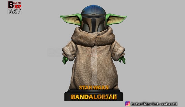 yoda baby with mandalorian helmet high quality 3d print model Modelo de impresión 3D .c4d .max .obj .3ds .fbx .stl .blend