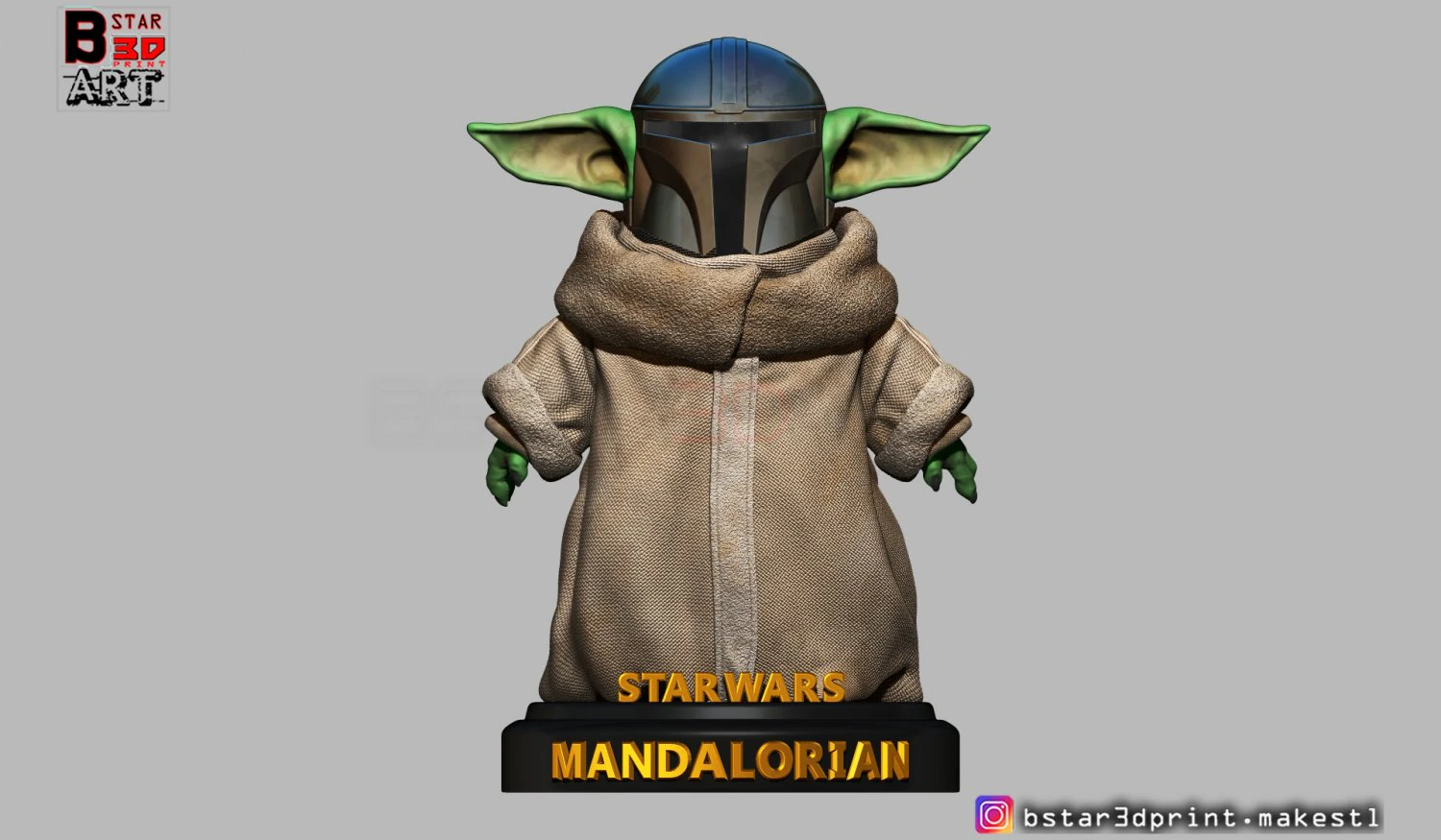 yoda baby with mandalorian helmet high quality 3d print model 3D Print Model .c4d .max .obj .3ds .fbx .stl .blend 