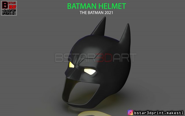 batman helmet-the batman 2021-robert pattinson-dc comic fan art 3d print  model 3D Print Model in Toys 3DExport