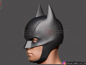 batman helmet-the batman 2021-robert pattinson-dc comic fan art 3d print model 3Dプリントモデル