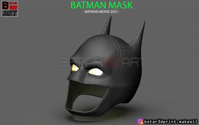 batman mask - robert pattinson - the batman 2021 - dc comic 3d print model 3D Print Model .c4d .max .obj .3ds .fbx .stl .blend