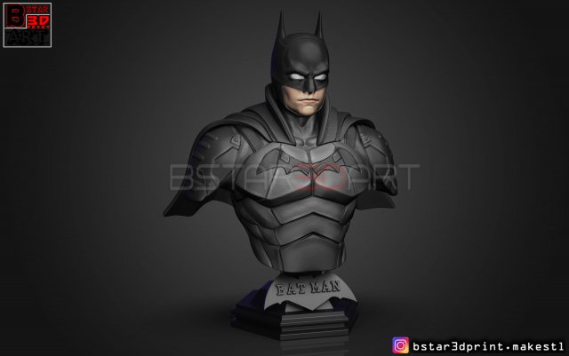 batman bust 2021 - robert pattinson - dc comic 3D प्रिंट मॉडल .c4d .max .obj .3ds .fbx .stl .blend 