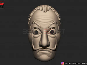 m&aacute;scara de roubo de dinheiro - la casa de papel temporada 4 - m&aacute;scara para cosplay Modelo de Impressão 3D