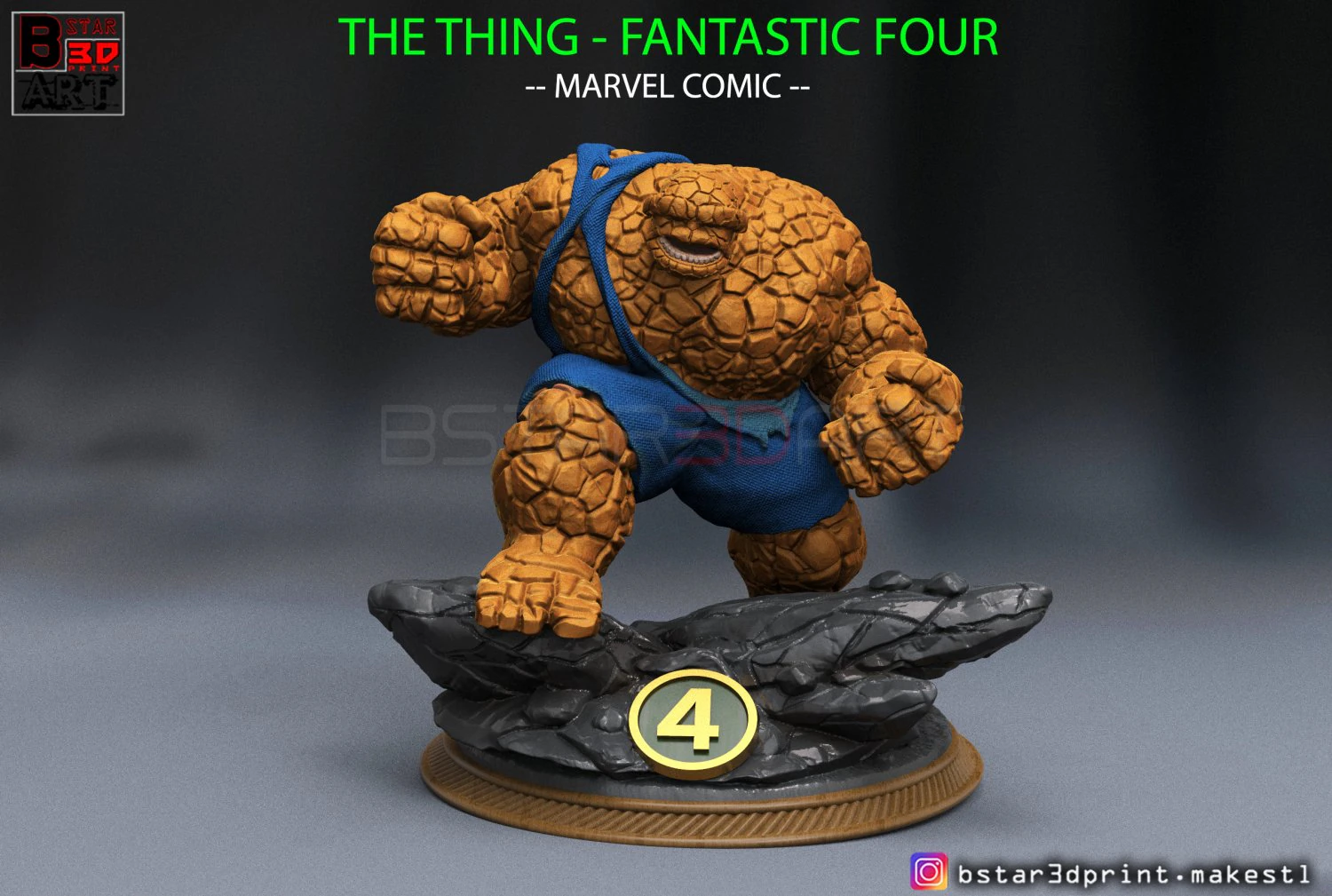the thing high quality - fantastic four - marvel comic 3d print model 3D Print Model .c4d .max .obj .3ds .fbx .stl .blend 